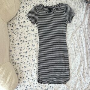 Black and white striped bodycon dress